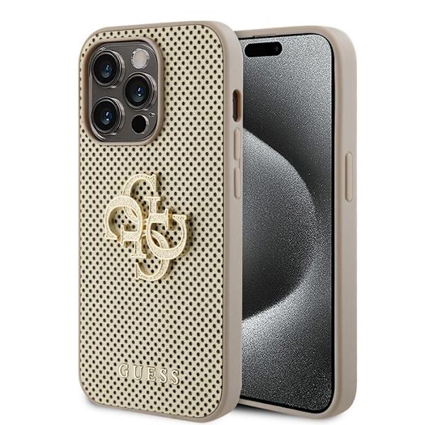 Skal till iPhone 15 Pro - Guess Perforated Leather 4G (GUHCP15LPSP4LGD) - Guld