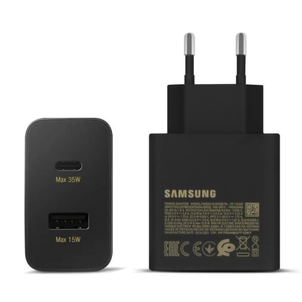 Väggladdare - Samsung - 50W - USB-C - Snabbladdning 2.0 - Power Delivery 3.0 Svart