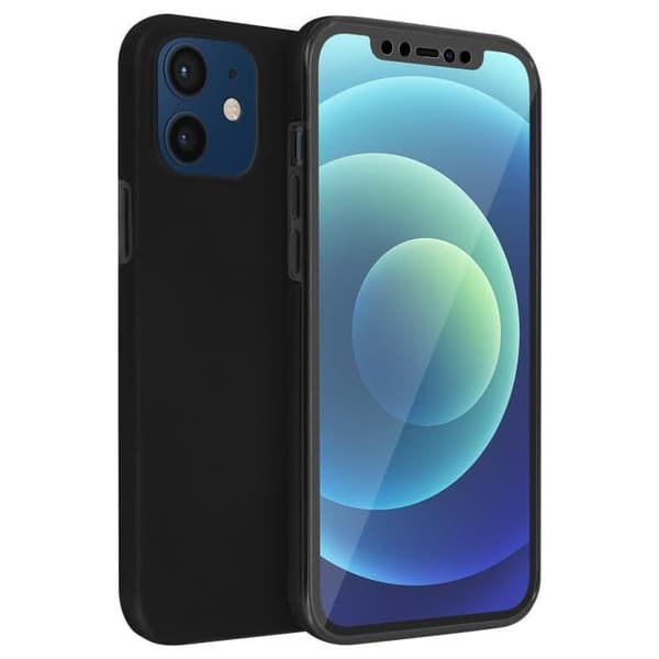 Coque - Apple - iPhone 12 / 12 Pro - Hærdet Bagbeskyttelse - Blød Foran - Sort Svart