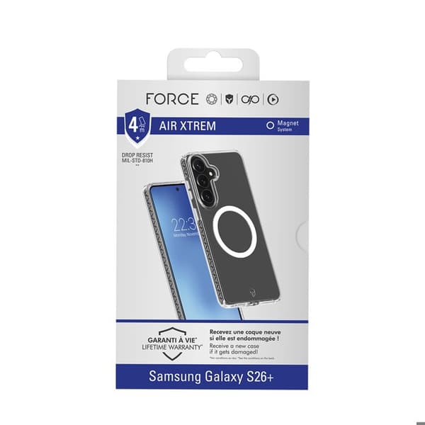 Cover til Galaxy S26 Plus Magnetisk Tryax 3D Stødabsorberende 4m Air Xtrem Force Case Transparent Vit