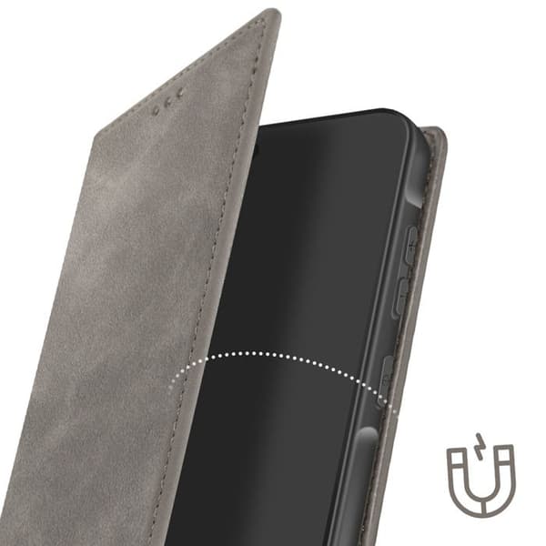 Plånboksfodral - Samsung - Galaxy A56 - Vegansk läder - Videostöd - Grå väderbehandlad effekt Grå