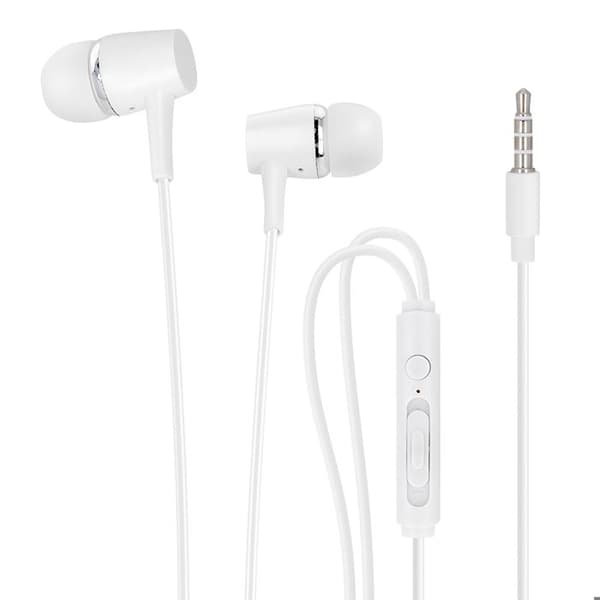 In-ear headphones - White - Jack 3.5mm - Remote Control - Tangle-Free Cable - Hands-Free Kit Vit