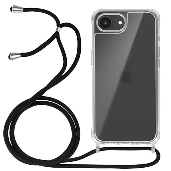 Silicone stødsikker cover til iPhone 16 med gennemsigtig flettet snor Vit
