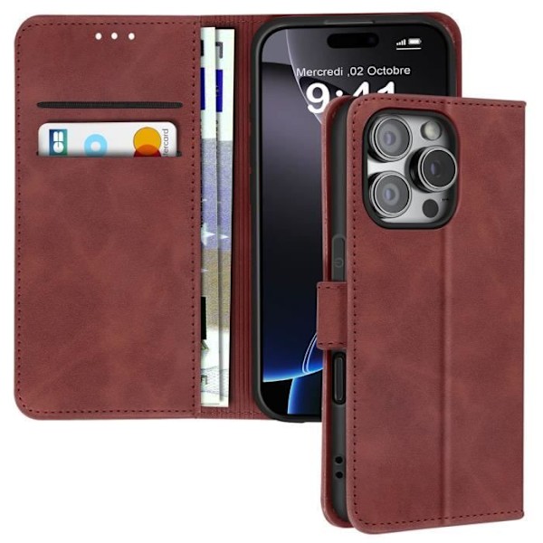 Fodral för iPhone 16 Pro Flip Wallet Video Support Brun kastanj