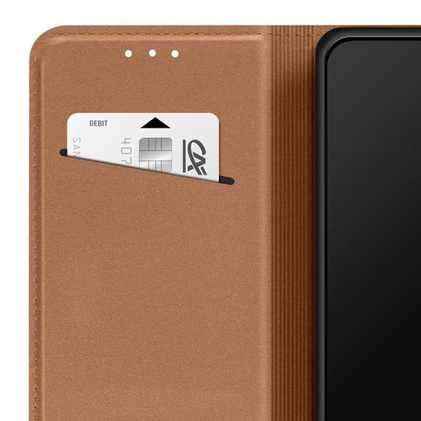 Folio-kotelo Galaxy A57:lle korttipaikoilla ja telinefunktiona musta Svart