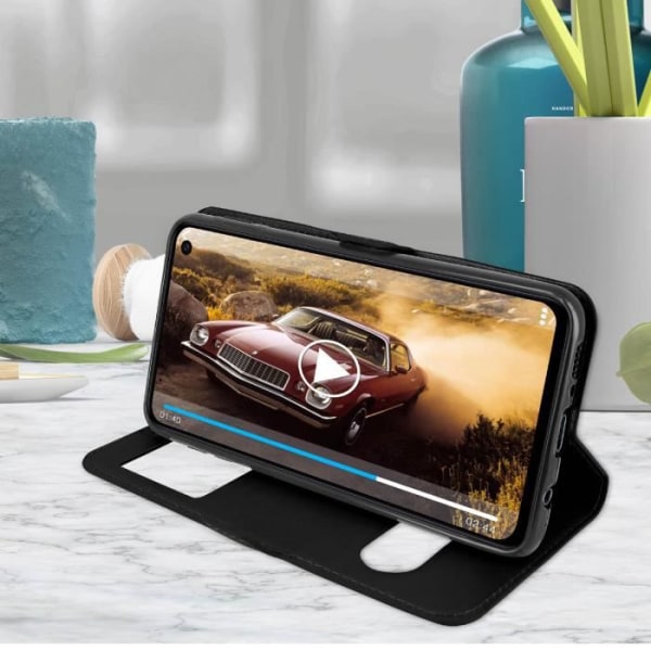 Etui Folio - Samsung - Galaxy S10 - Dubbelfönster - Stöd Funktion - Svart Svart