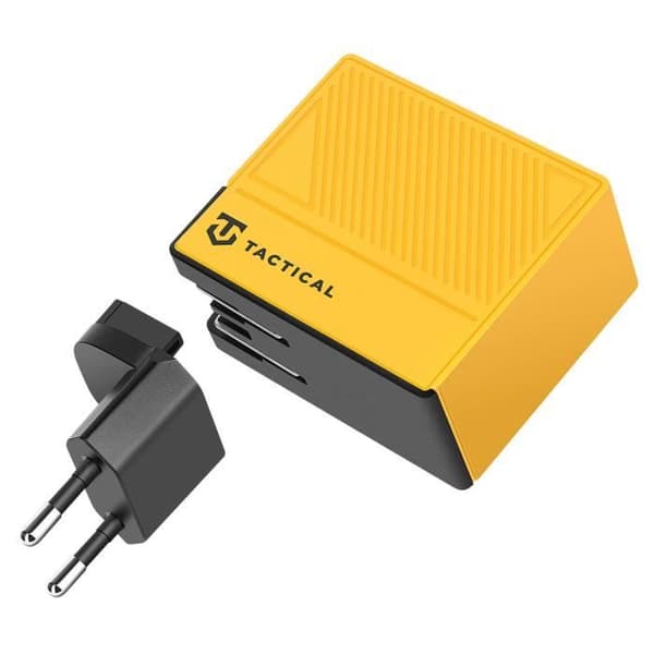 Gul GaN vægoplader USB-C 100W + USB 60W Tactical Sort / Gul Gul