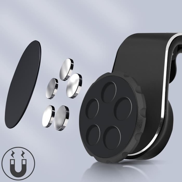 Support til smartphone i bil - AVIZAR - Montering til luftrist - Magnetisk system - Drejbar Svart