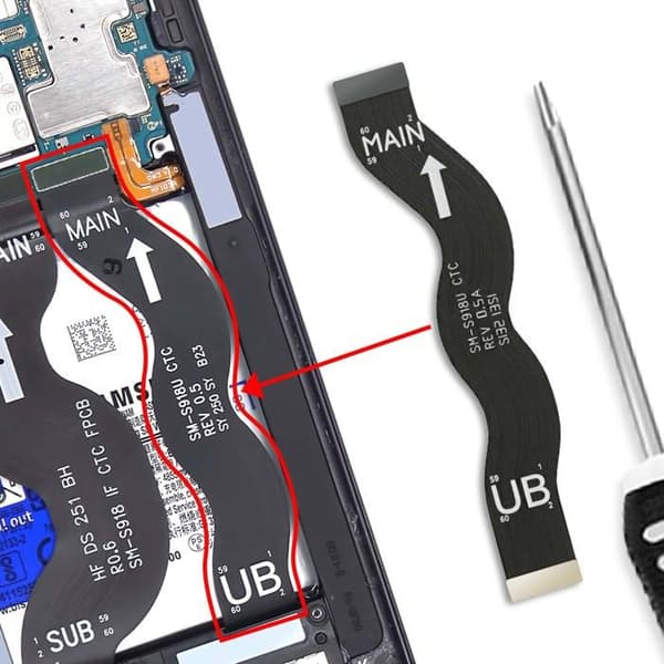 LCD-skærmforbindelseslag til Galaxy S23 Ultra, sort flexkabel Svart