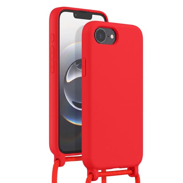 Siliconfodral för iPhone 17 med justerbar flätad nylonrem i röd Röd