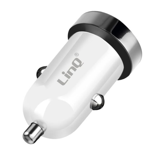 Bilcigarettænderoplader 38 W Strømforsyning + USB Hurtigopladning LinQ Hvid Vit