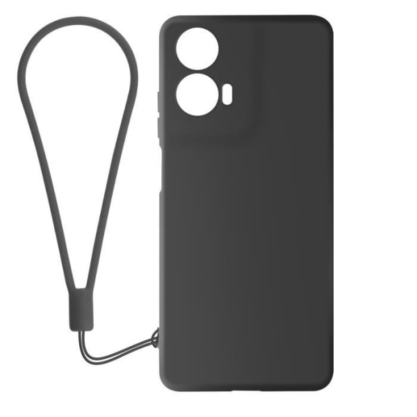 Kotelo Motorola Moto G24:lle ja G04:lle Silicone Soft-touch, jossa on musta hihna Svart