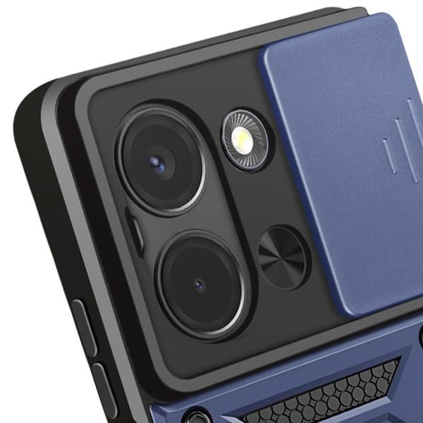 Coque Redmi 15C Antichock med Skjutbar Kameraskydd Metallring Ställ blå natt Blå