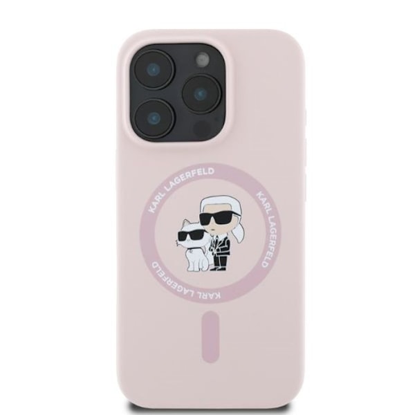 iPhone 16 Pro etui - Karl Lagerfeld Silikonering MagSafe (KLHMP16LSCMKCRHP) - Pink Karl&Choupette