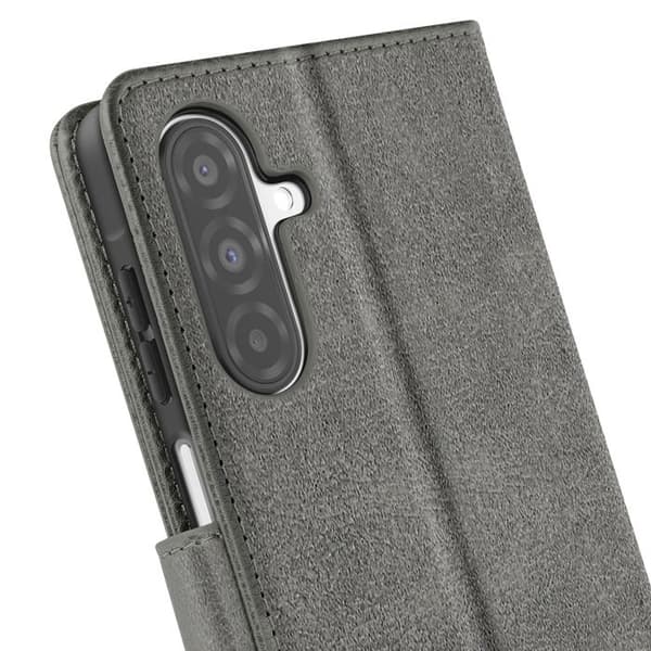 Fodral för Samsung Galaxy A26 - AVIZAR - Chesterfield - Grå - Ställ för Video - Magnetisk Grå