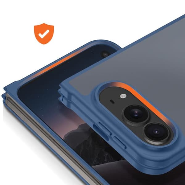 Duo Stötsäker iPhone-fodral med Frostad Hård Baksida och Förstärkt Mjuk Ram Blå Blå