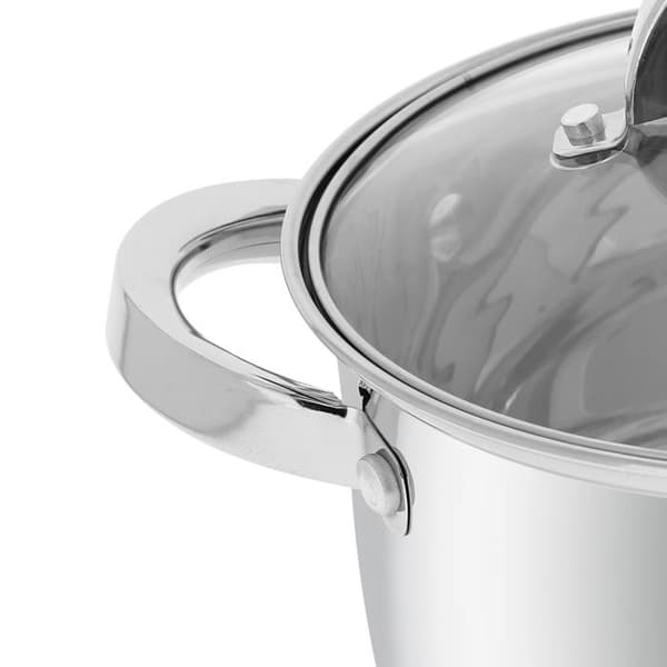 Marmite Inox med Glaslock 18cm 2.9L Induktionskompatibel Cheffinger Silver Grå
