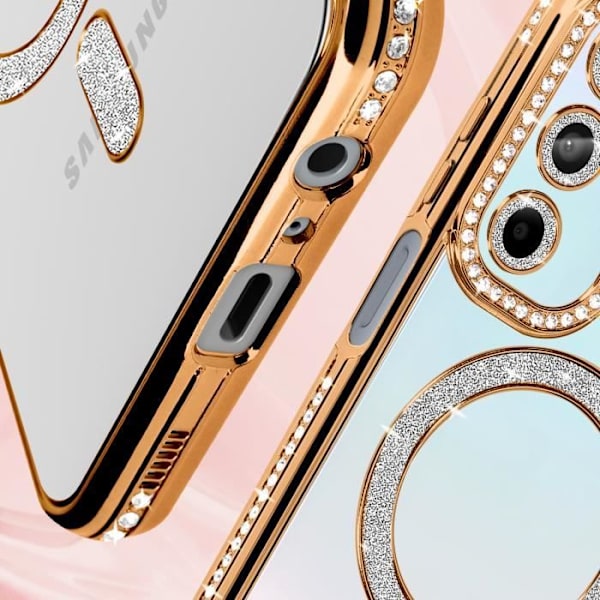 Timanttikotelo Samsung Galaxy A15 MagSafe Gold tekojalokivi Contour - AVIZAR - Jäykkä - Synteettinen - Mixed Gul