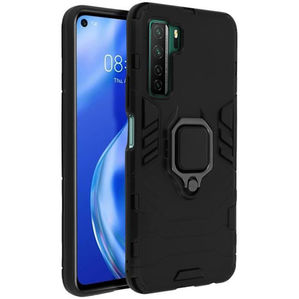 Coque - ILMOITTAA - P40 Lite 5G - Kaksiosainen - Metallikehä - Video-tuki - Musta Svart