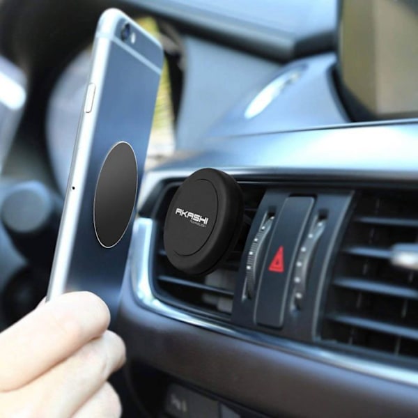 Support Bil - AKASHI - Magnetisk - Luftventil Montering - Smartphone op til 7'' - Sort Svart