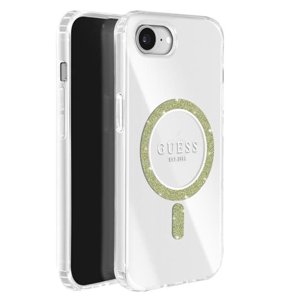MagSafe-cover til iPhone 17. serie IML Glitter Circle Stødabsorberende Guess Transparent Vit
