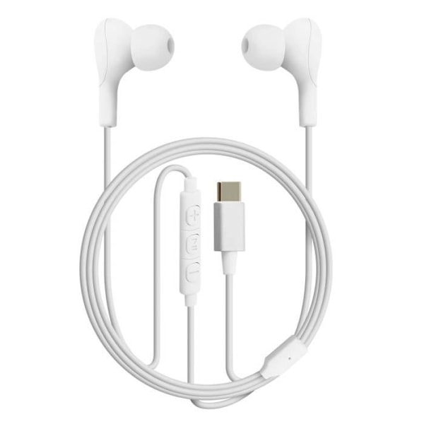 USB-C trådbundna hörlurar - 4 SMARTS - In-ear - Magnetisk fjärrkontroll - Brusreducerande - Ergonomisk Vit