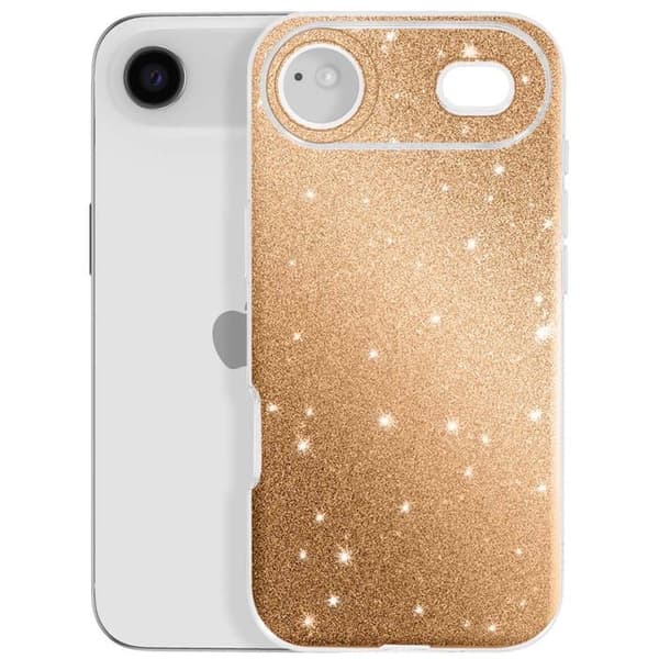 Cover til iPhone Air - AVIZAR - Glitrende Guld - Bi-Materiale - Skærmbeskyttelse - Nøglehalsrem Gul