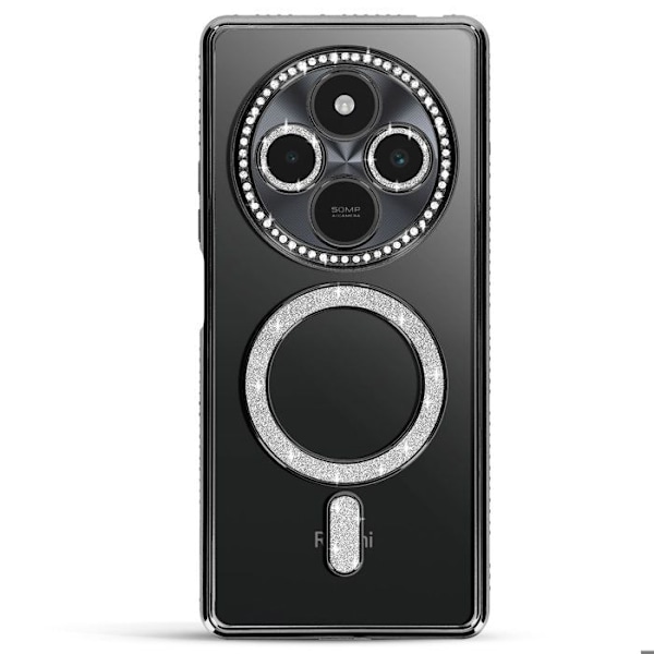 Coque Diamant för Xiaomi Redmi 14C MagSafe Kontur Strass Svart Svart