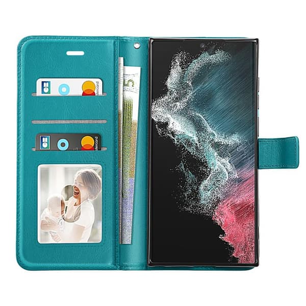 Pungetui til Galaxy S22 Ultra med videostøtte og håndledsrem Mayaxess Turkis Blå
