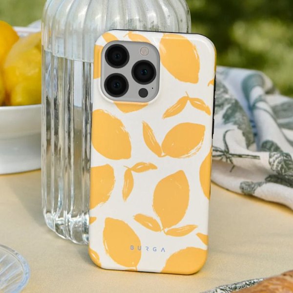 Coque MagSafe för iPhone 13 Pro Elegant Mönster Citrontart Burga Gul Gul