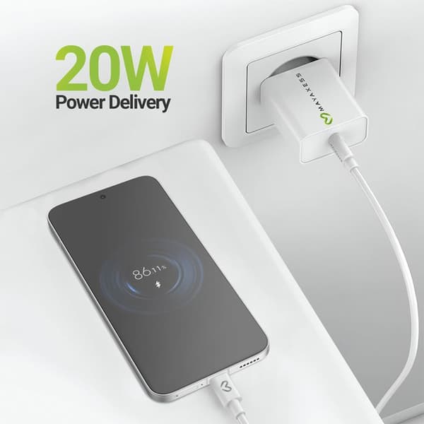 Laddare för Poco F7 20W + USB-C-kabel 1m Mayaxess Vit Vit
