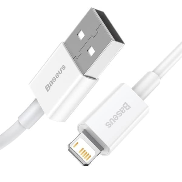 BASEUS 2m 2.4A pikalatausdatakaapeli Yhteensopiva iPhonen kanssa, valkoinen
