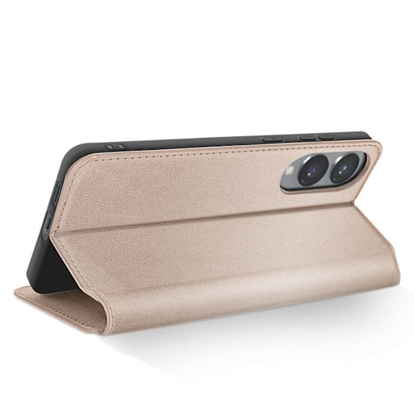 Etui för Samsung S25 Edge Klippfickor och Videostöd Guld Gul