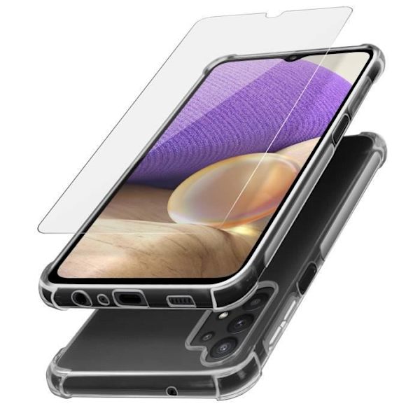 Skyddspaket för Samsung Galaxy A32 5G mjukt fodral + genomskinligt härdat glas