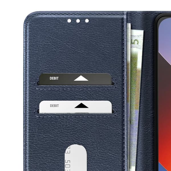 Chesterfield-sarjan Redmi A7 Pro -kotelo, jossa on korttipidike ja videotuki, sininen Blå