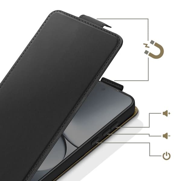 Pystysuora Lompakko Redmi Note 15 Pro 5G:lle, jossa on Integroitu Korttipidike, Musta Svart