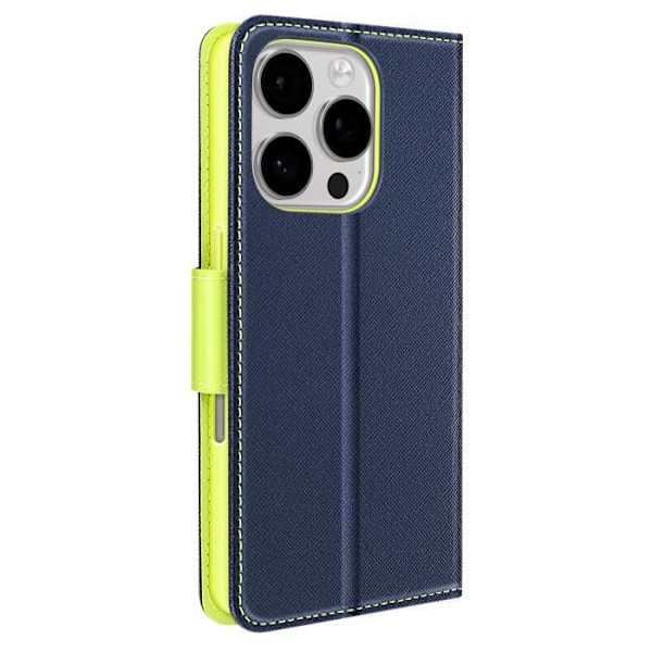 Étui för iPhone 16 Pro Plånbok Saffianoläder Fancy Mörkblå Blå