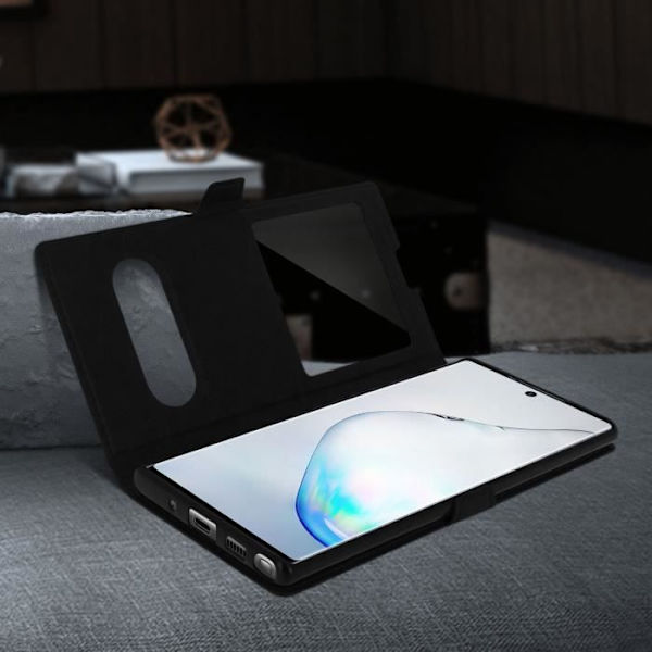 Cover - AVIZAR - Galaxy Note 10 - Dobbelt vinduesbeskyttelse - Soft Shell - Supportfunktion Svart