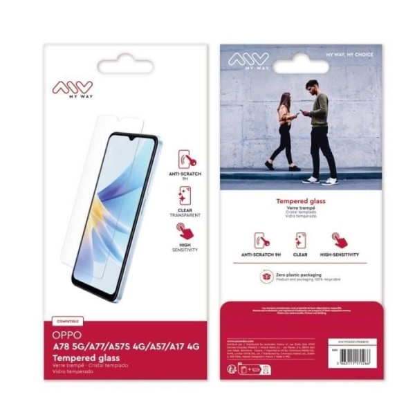 MYWAY FLAD HÆRDET GLAS OPPO A78 5G/A57S 4G/A57 4G-5G/A77 4G-5G