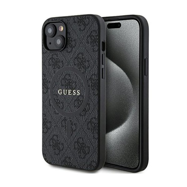 iPhone 15 - Guess 4G Ring Classic Logo MagSafe (GUHMP15SG4GFRK) - Musta svart