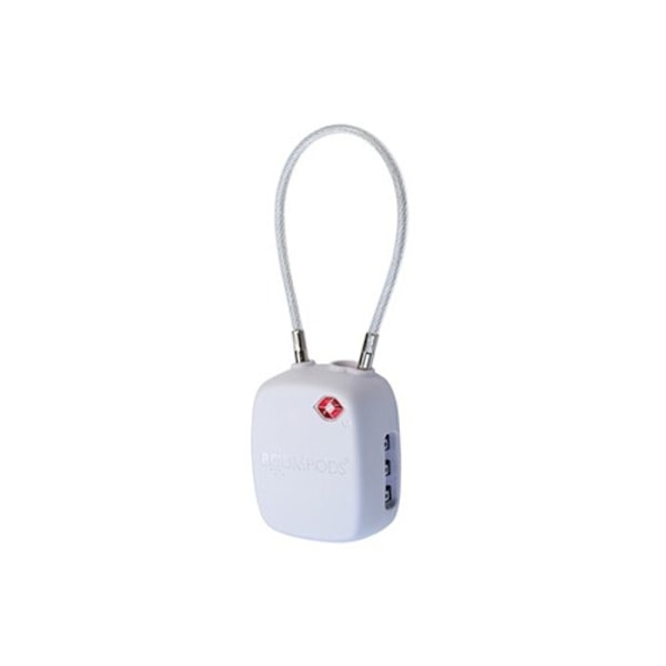 Rejseledninger Boompods med TSA-certificeret kode og integreret tilsluttet beacon (Apple Find My) Hvid