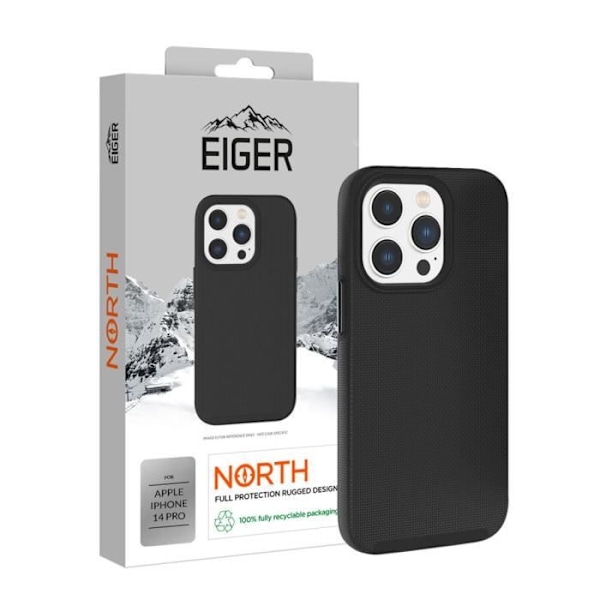 Case til iPhone 14 Pro Rigid med 2 ultra-forstærkede anti-fald lag 4M Eiger Black Svart