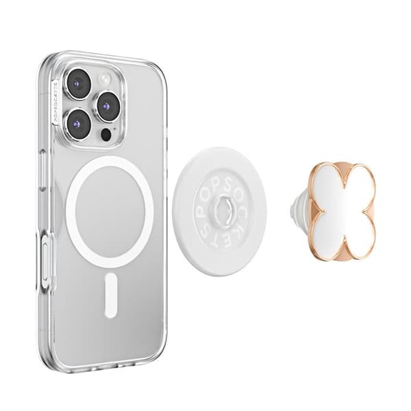 Support Smartphone PopGrip Premium Motif Emalje Kløver Solid Fastgørelse PopSockets Rosaguld Roséguld