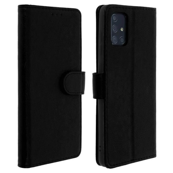 Etui för Samsung Galaxy A71 - AVIZAR - Helfodral - Silikon Gel - Kortficka - Videostöd Svart