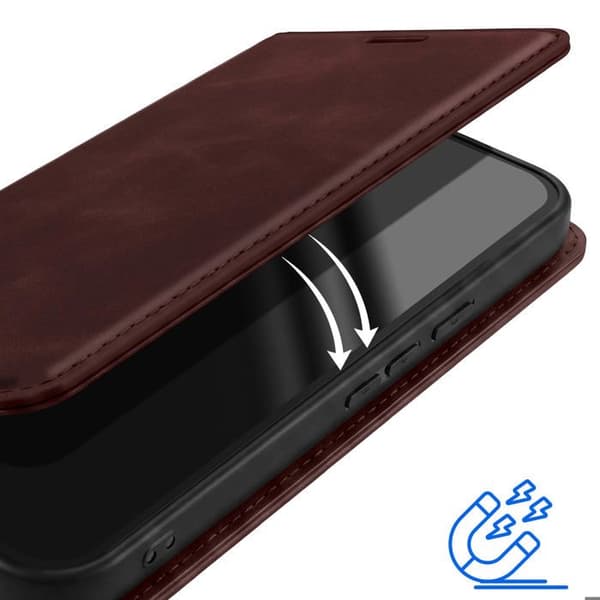Google Pixel 11 / 11 Pro - Nahkakotelo Bordeaux-värillä ja tuki Röd