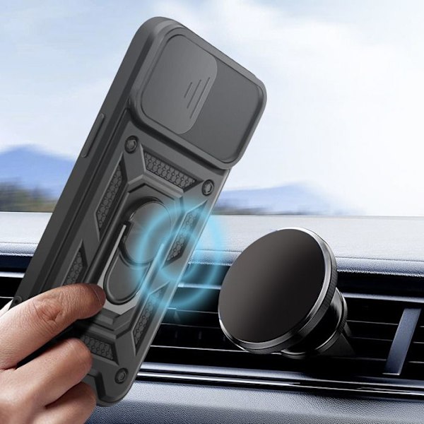 Coque för iPhone 16e Magnetisk Ring Kameraskydd Svart Svart