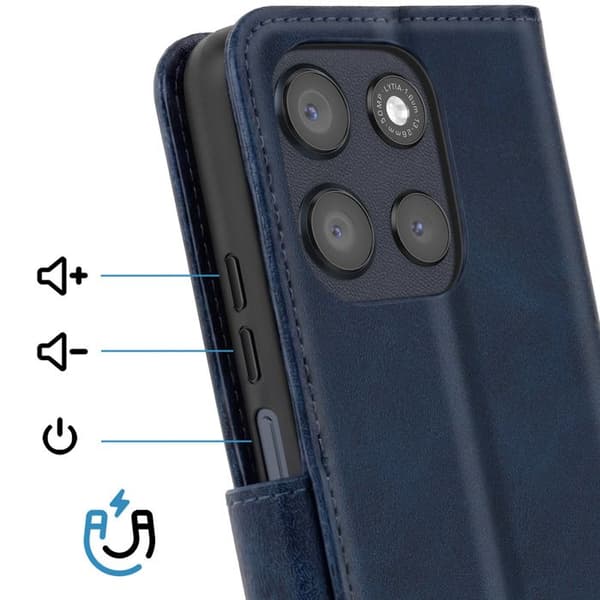 Moto G56 Folio Classic Etui med Støttefunktion Mørkeblå Blå