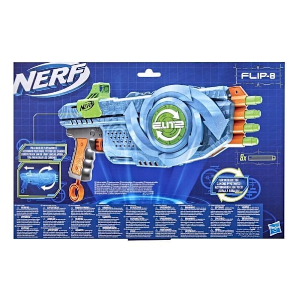 NERF - Elite 2.0 - Flipshots Flip -8 Blaster med 2 x 4 svängbara pipor - 8-dart kapacitet - 8 NERF dart - Flerfärgad