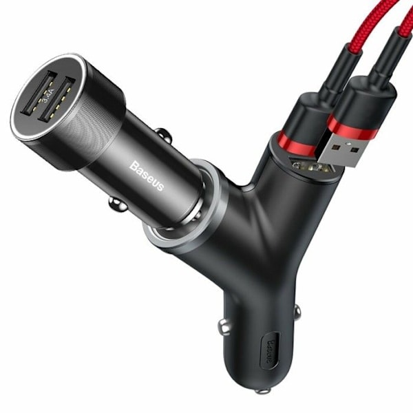 Biloplader - Baseus - BSC-C16N - Dobbelt USB - 3.4A - Cigartænderstik Svart