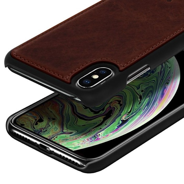 Coque til Apple iPhone X / XS Hård Beskyttelse Ægte Læder Akashi Brun kastanj